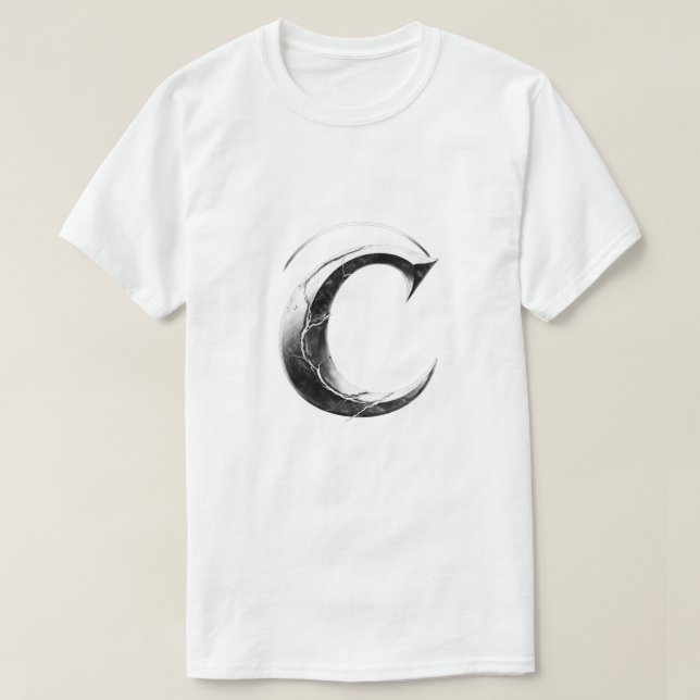 Shadow C – Dark Gothic Letter C T-Shirt (Design Front)