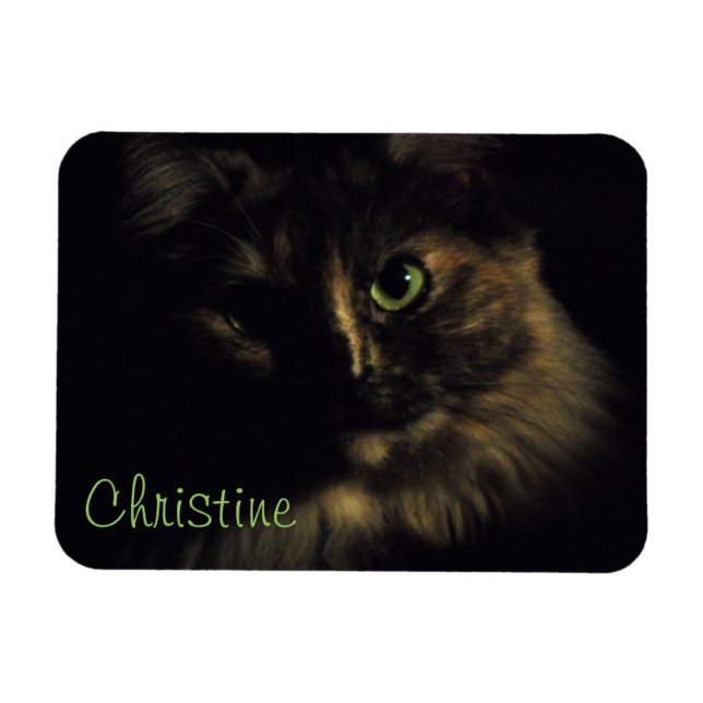 Shadow Cat Art Photography Green Eyes Kitty Magnet (Horizontal)