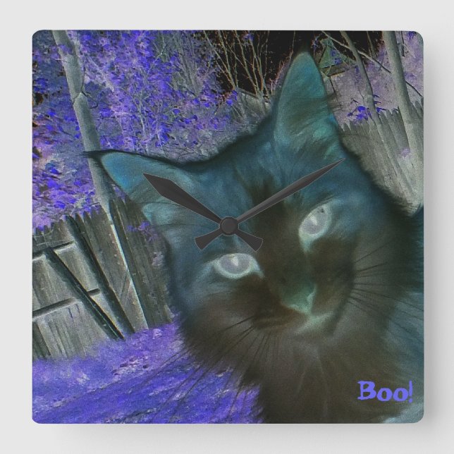 Shadow Cat In Amethyst Wall Clock (Front)