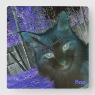 Shadow Cat In Amethyst Wall Clock