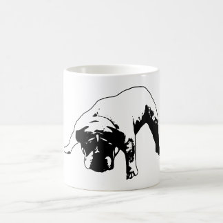 Shadow‑cut bulldog stance in stark monochrome coffee mug