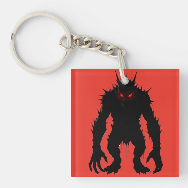 Shadow Demon Monster Red Eyes Horror gift Key Ring (Front)
