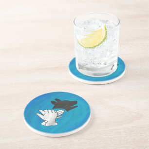 Shadow Dog On Blue Coaster