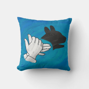 Shadow Dog On Blue Cushion