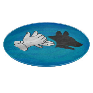 Shadow Dog On Blue Cutting Board