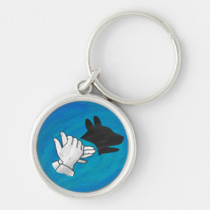 Shadow Dog On Blue Key Ring