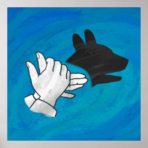 Shadow Dog On Blue Poster