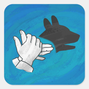 Shadow Dog On Blue Square Sticker