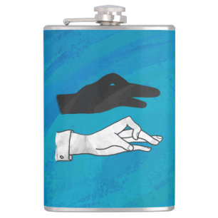 Shadow Duck On Blue Hip Flask