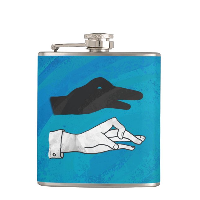 Shadow Duck On Blue Hip Flask (Front)