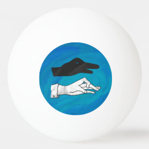 Shadow Duck On Blue Ping Pong Ball