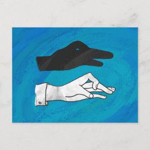 Shadow Duck On Blue Postcard