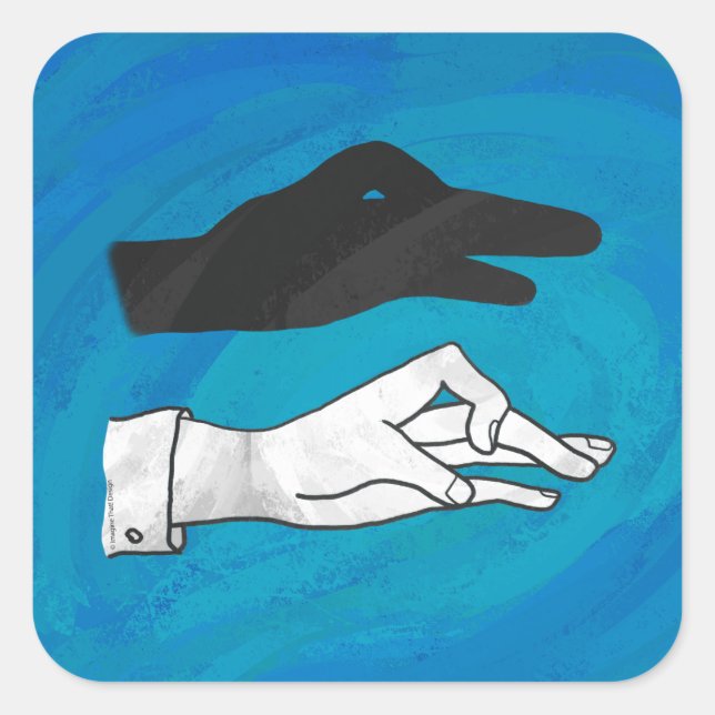Shadow Duck On Blue Square Sticker (Front)