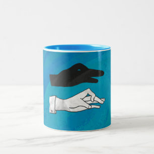 Shadow Duck On Blue Two-Tone Coffee Mug