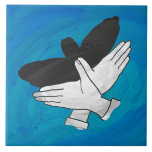 Shadow Eagle On Blue Ceramic Tile