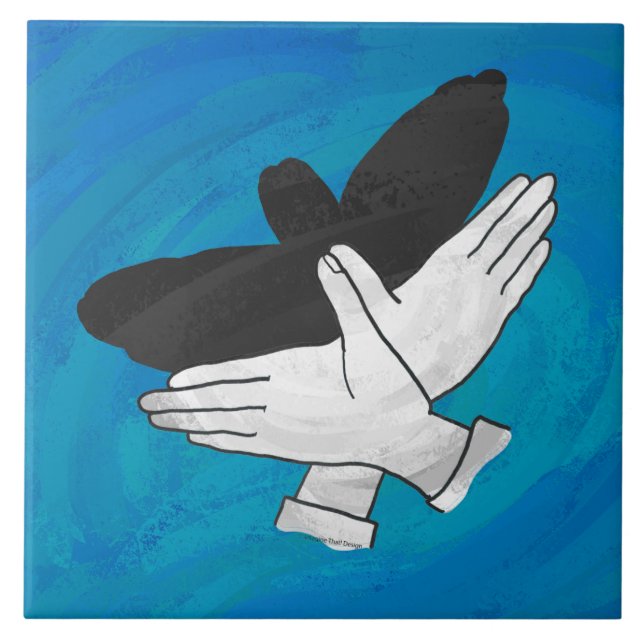 Shadow Eagle On Blue Ceramic Tile (Front)