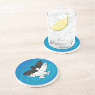 Shadow Eagle On Blue Coaster