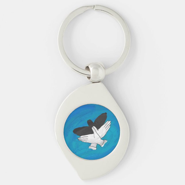 Shadow Eagle On Blue Key Ring (Front)
