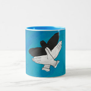 Shadow Eagle On Blue Two-Tone Coffee Mug
