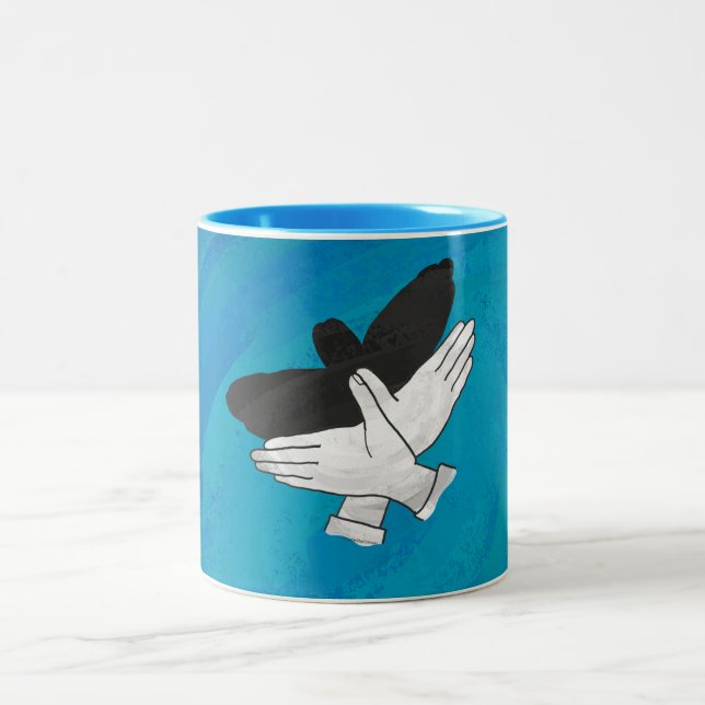 Shadow Eagle On Blue Two-Tone Coffee Mug (Center)