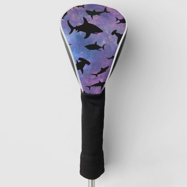 shadow fish shark whale on gradient galaxy golf head cover (Front)