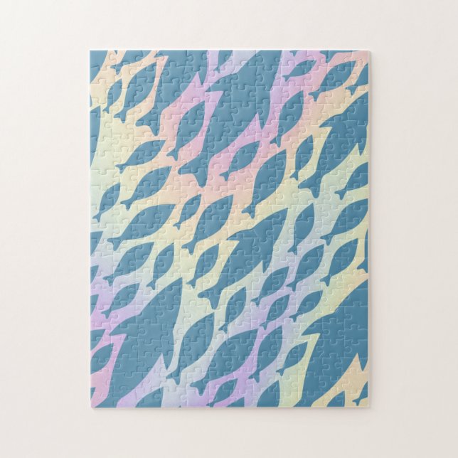 Shadow Fish Shark Whale on gradient galaxy Jigsaw Puzzle (Vertical)