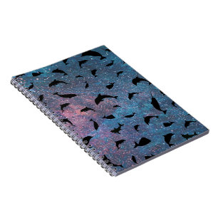 shadow fish shark whale on gradient galaxy   notebook