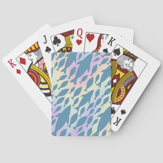 Shadow Fish Shark Whale on gradient galaxy Playing Cards (Back)