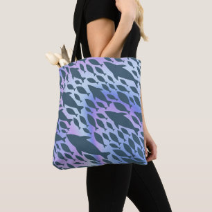 Shadow Fish Shark Whale on gradient galaxy Tote Bag