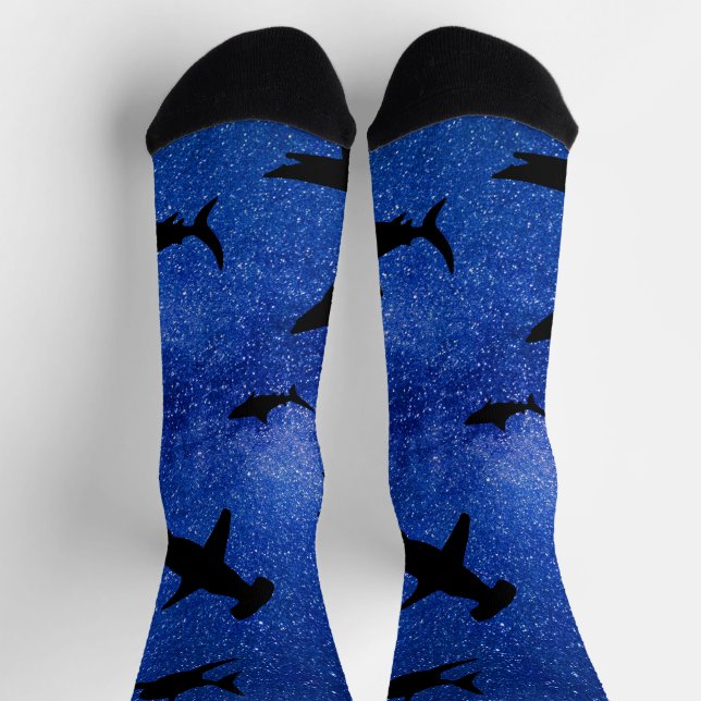 Shadow fish shark whale on gradient Ocean galaxy  Socks (Top)