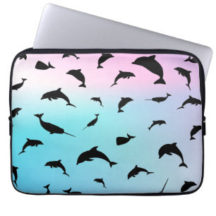 shadow fish shark whale on gradient ocean  laptop sleeve