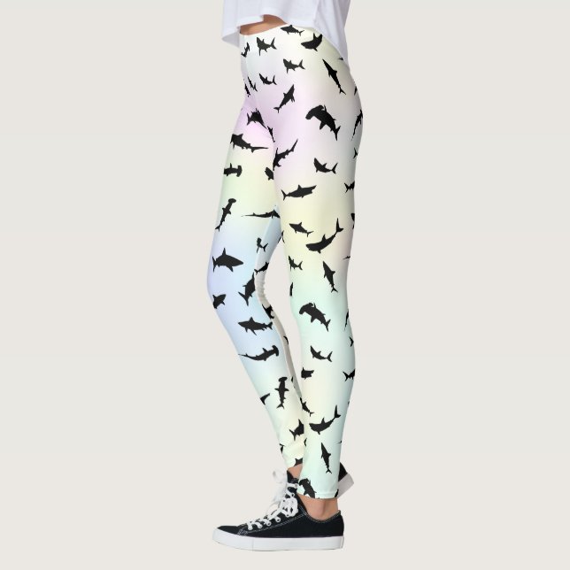 shadow fish shark whale on gradient Rainbow Leggings (Left)