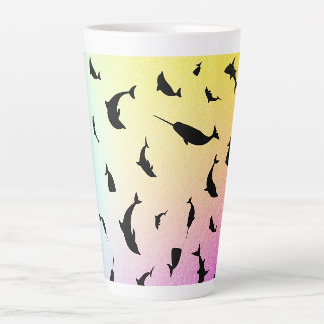 shadow fish shark whale rainbow gradient ocean  latte mug (Front)