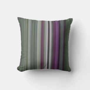 Shadow Flowers Purple and Green Stripe Cushion