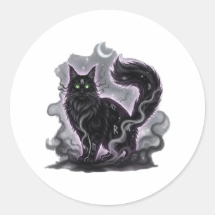 Shadow Fluff – Smoky Maine Coon Halloween Classic Round Sticker