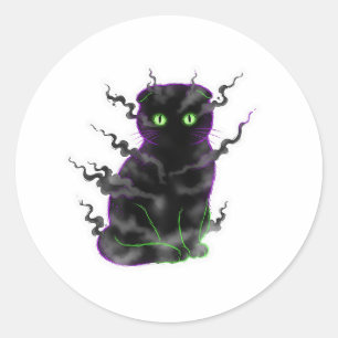 Shadow Fold – Smoky Scottish Fold Cat Halloween Classic Round Sticker
