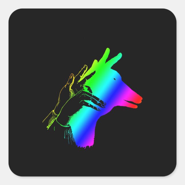 Shadow Hand Puppet Illustration Square Sticker (Front)