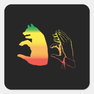Shadow Hand Puppet Illustration Square Sticker