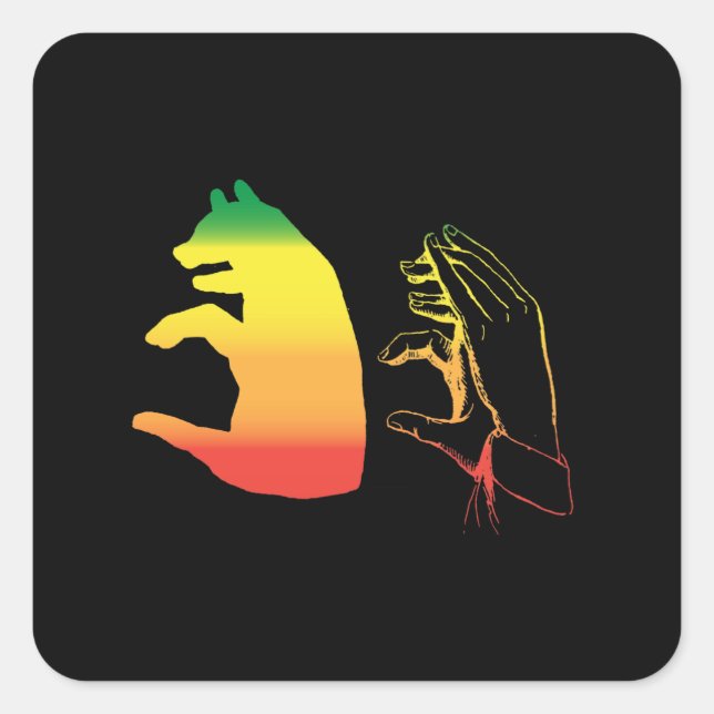 Shadow Hand Puppet Illustration Square Sticker (Front)