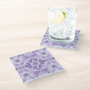 Shadow Light Purple Abstract Watercolor Art Glass Coaster