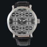Shadow Mirror Pattern  Watch<br><div class="desc">Midnight Shadow Kaleidoscope is a striking monochrome pattern featuring mirrored abstract textures and rhythmic symmetry. The flowing black,  white,  and grey tones create a dramatic kaleidoscopic effect reminiscent of shadows and reflections.</div>