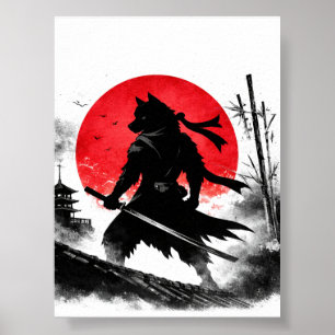 Shadow Ninja Wolf Japanese pastor print