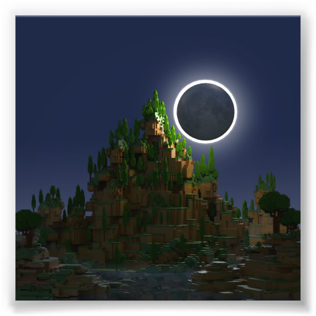 Shadow of the Moon Low Poly Voxel Art Photo Print (Front)