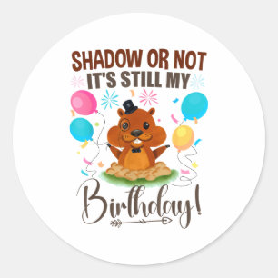 Shadow Or Not Its Still My Birthday Groundhog Day Classic Round Sticker