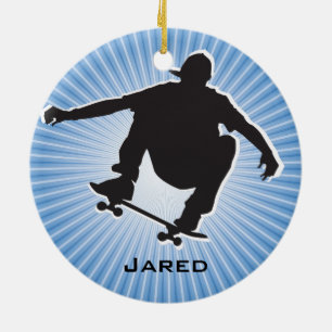 Shadow Outlined Skateboarding Ornament