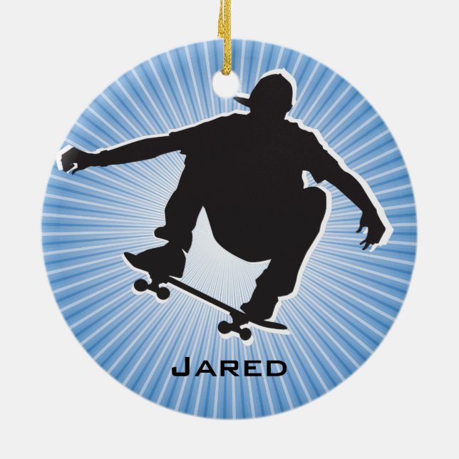 Shadow Outlined Skateboarding Ornament (Back)