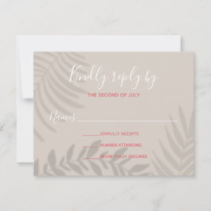 Shadow Palm Tan and Coral RSVP Card