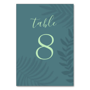 Shadow Palm Teal Table Number