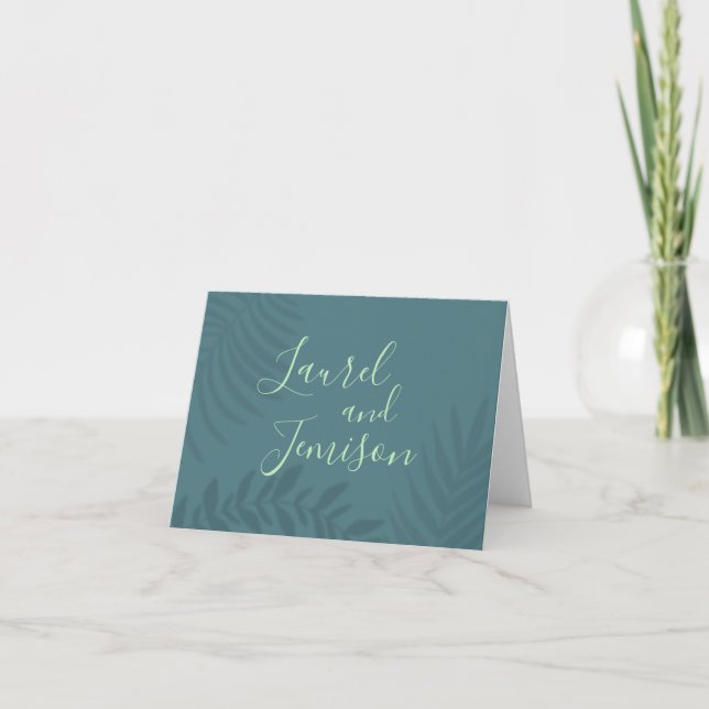 Shadow Palm Teal Thank You Card (Front)