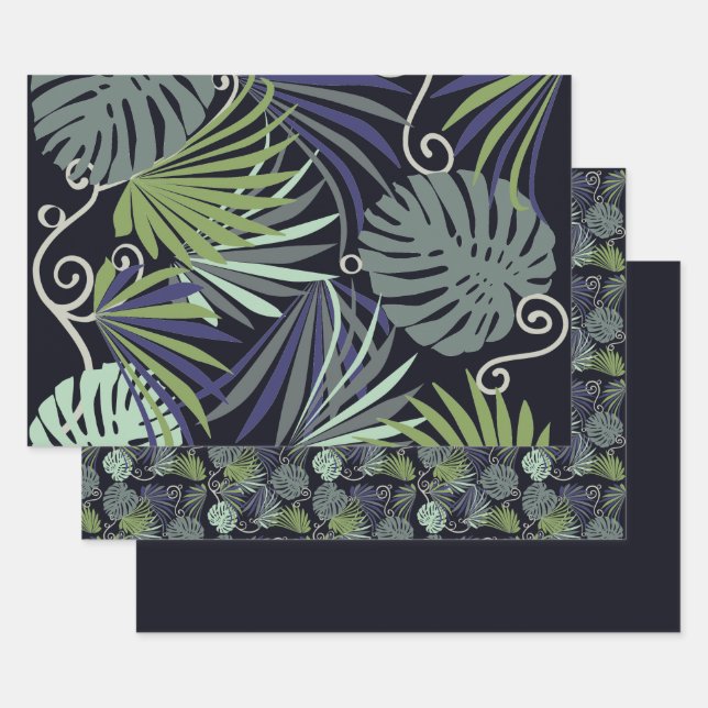 Shadow popular indoor plants illustration wrapping paper sheet (Set)